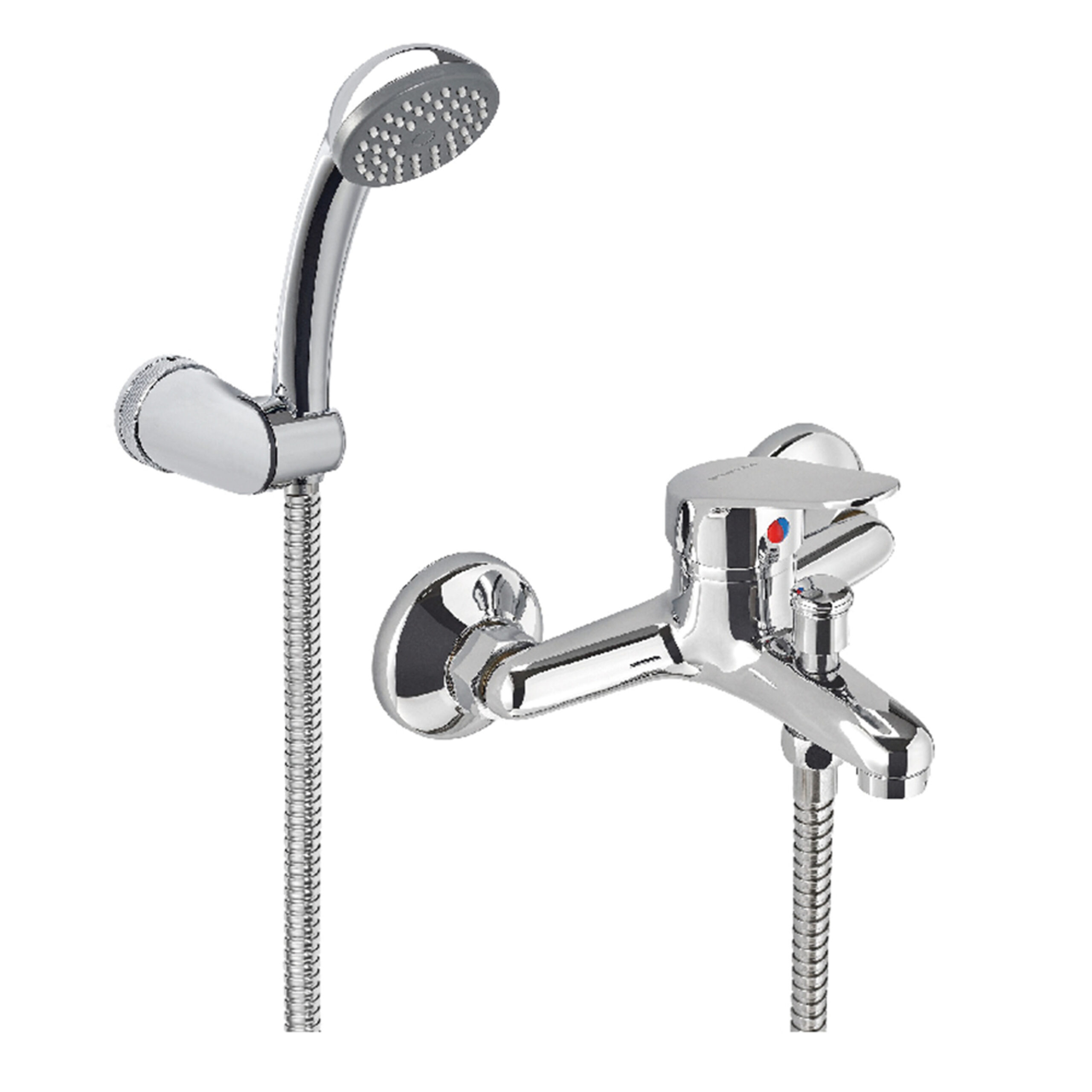 Ducha Exterior Monocomando Con Canilla Flor Cuadrada Duchador Color Cromada