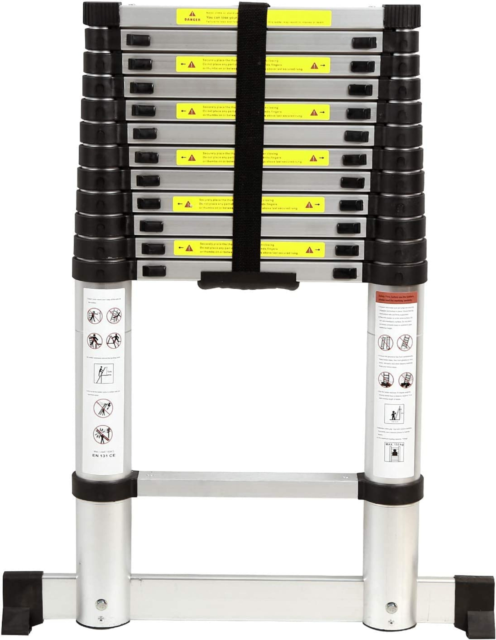 Escalera Telescopica Retractil De Aluminio Compacta Portatil Altura Maxima De 3,2Metros