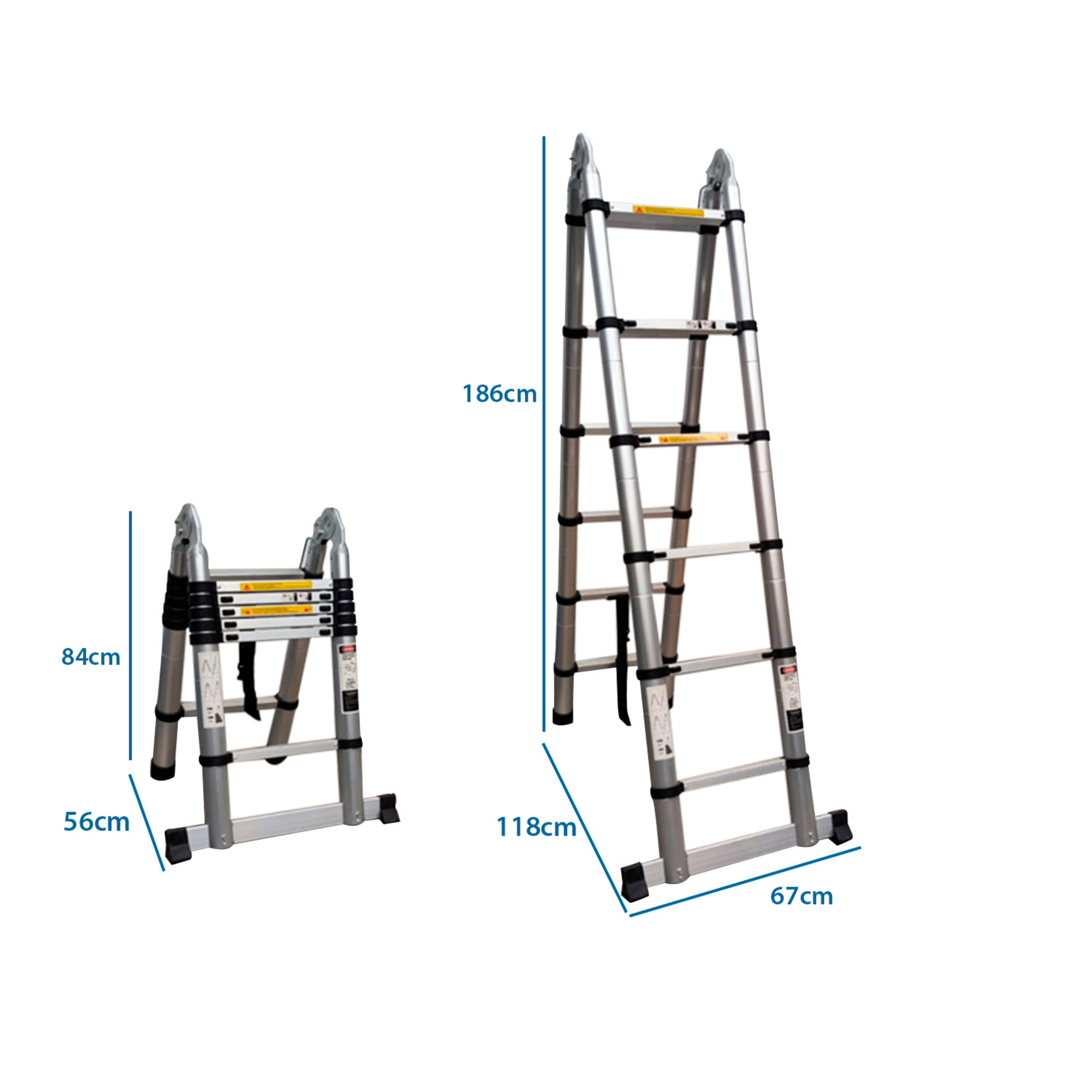 Escalera Telescopica Retractil De Aluminio Compacta Portatil Altura Maxima De 3.8 Metros