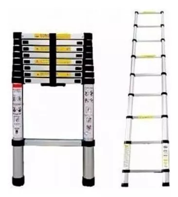 Escalera Telescopica Retractil De Aluminio Compacta Portatil Altura Maxima De 3.8 Metros - Imagen 2