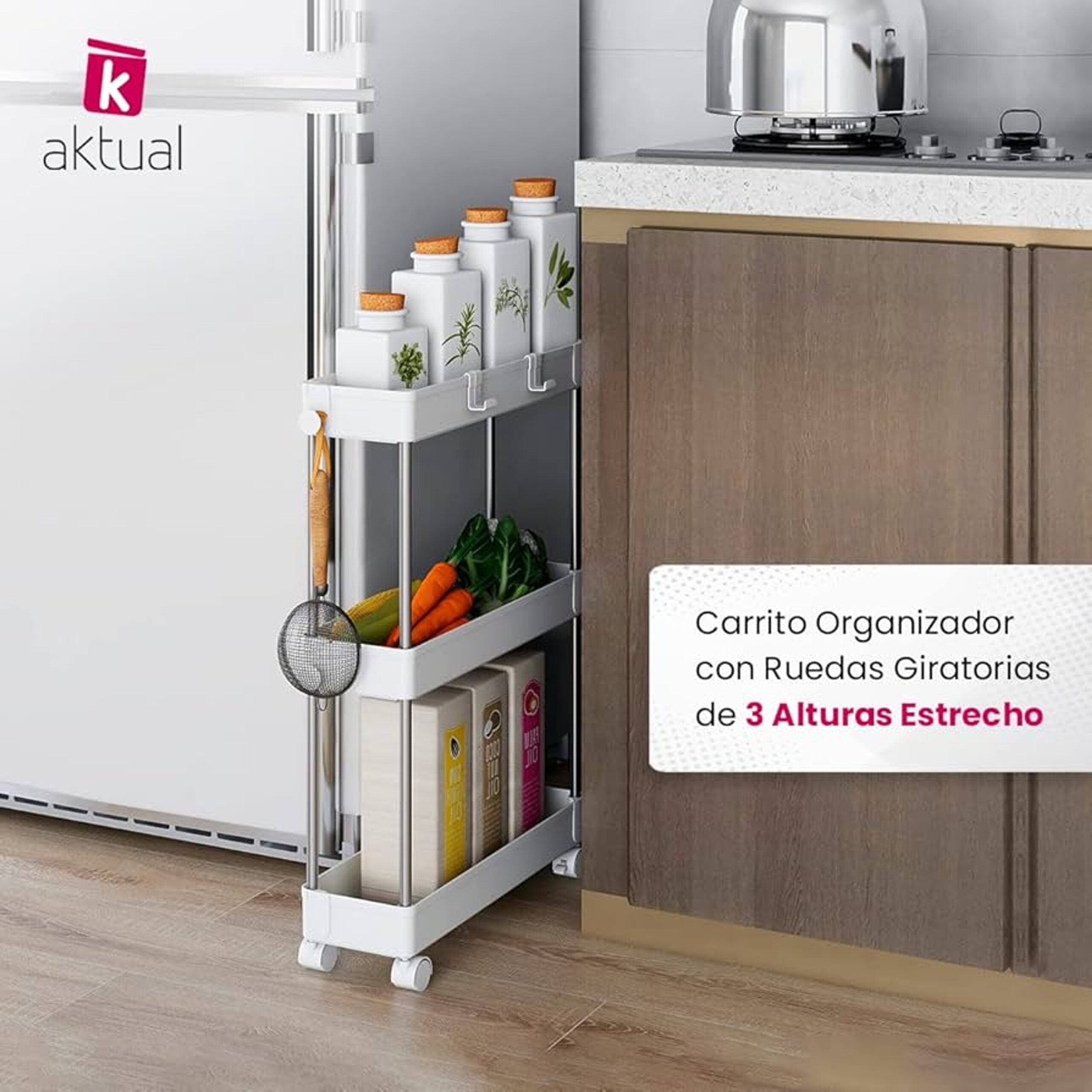 Organizador De Cocina Carrito Ruedas Despensero 4 Estantes 2018