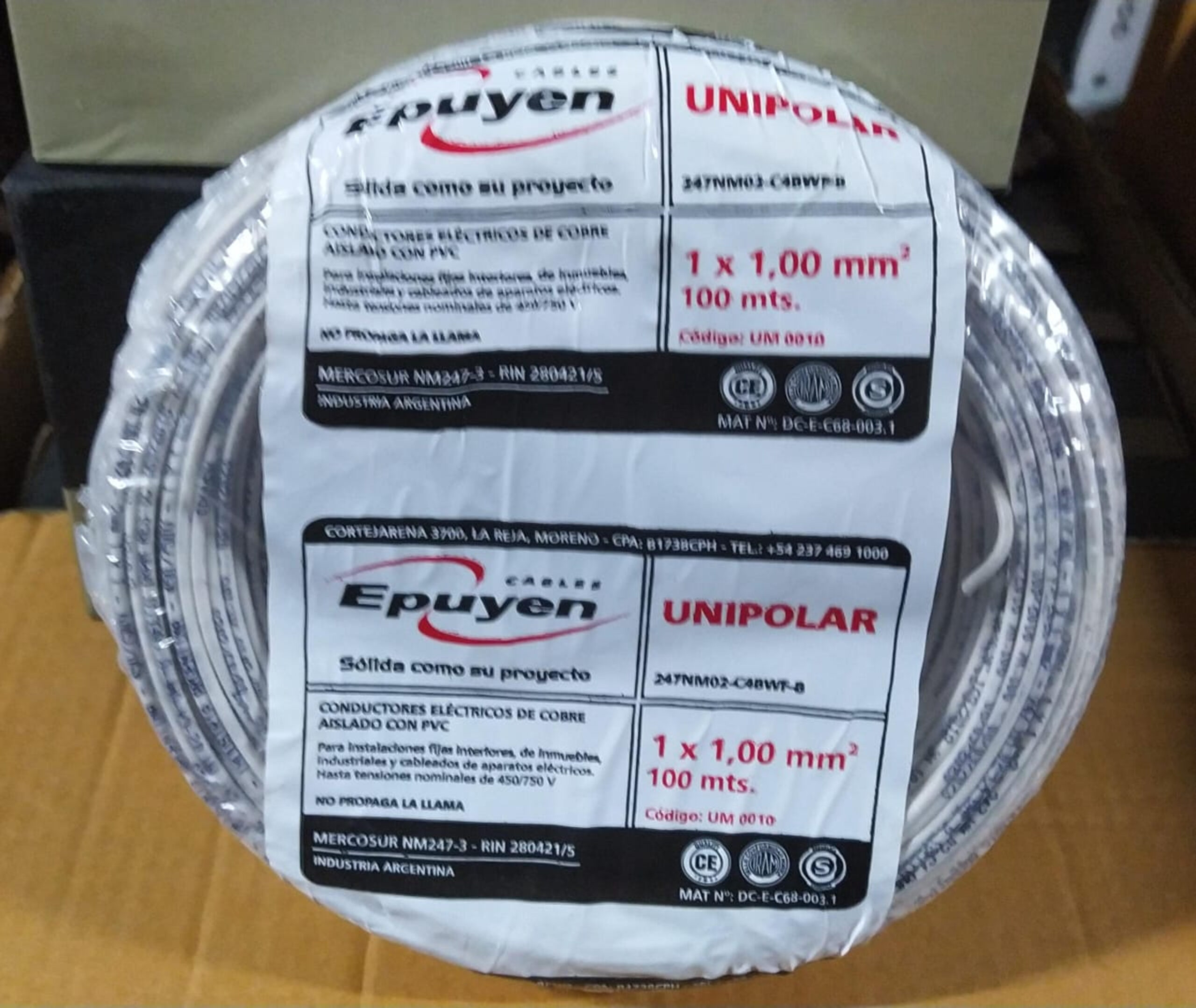 cable conductor unipolar cobre color blanco 1 mm rollo por 100m epuyen