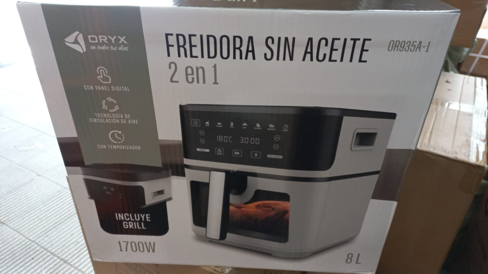 freidora sin aceite oryx 2 en 1 or-935a-1  8 litros - Imagen 2