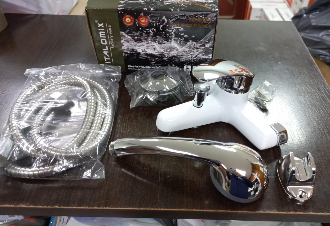 griferia de ducha con duchador blanco y plateado it-3701 dr0703 - Imagen 2