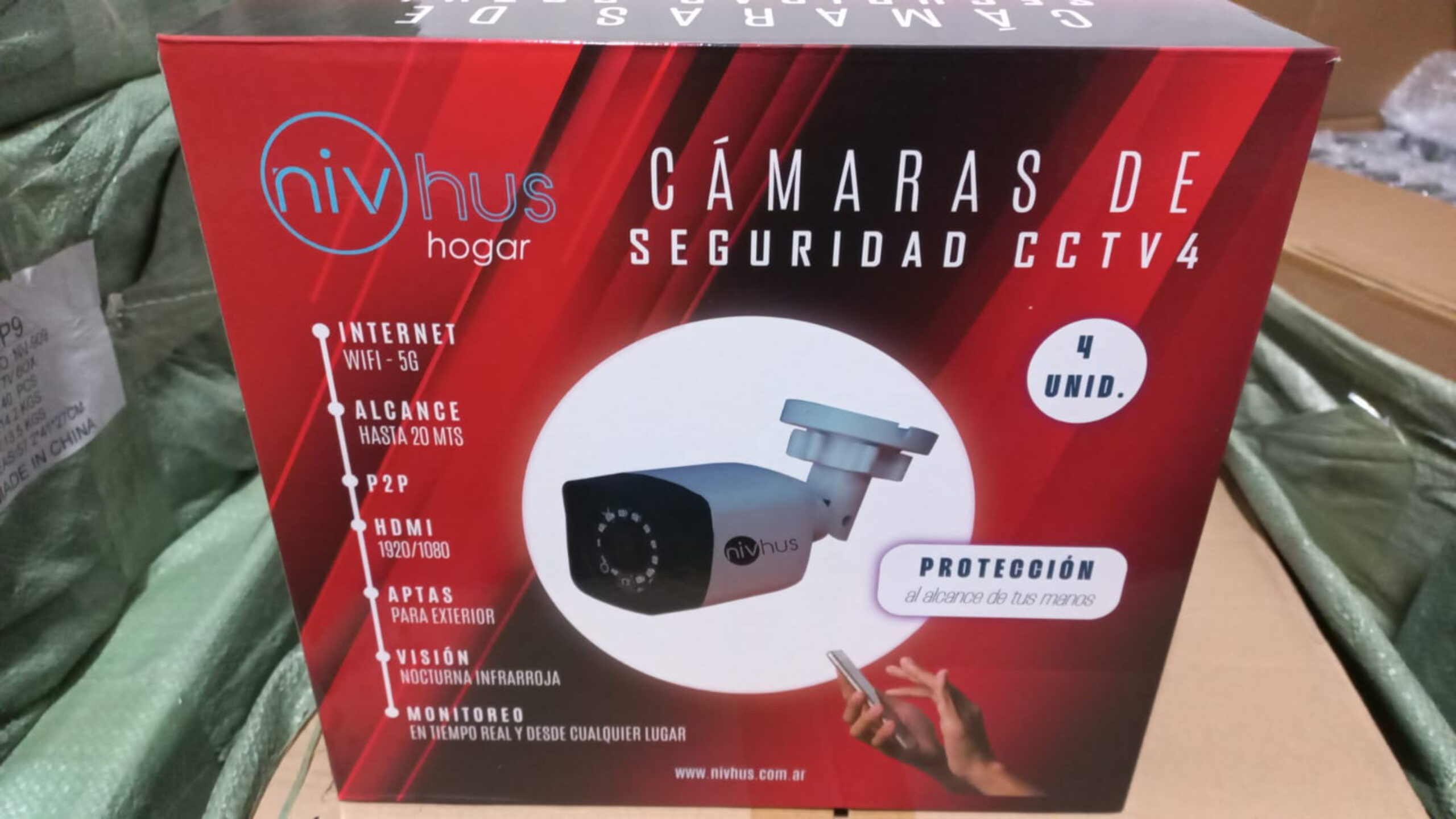 kit hd 4 camaras – dvr- soportes  fuente  cables CON DISCO 500 gb  CAJA ROJA