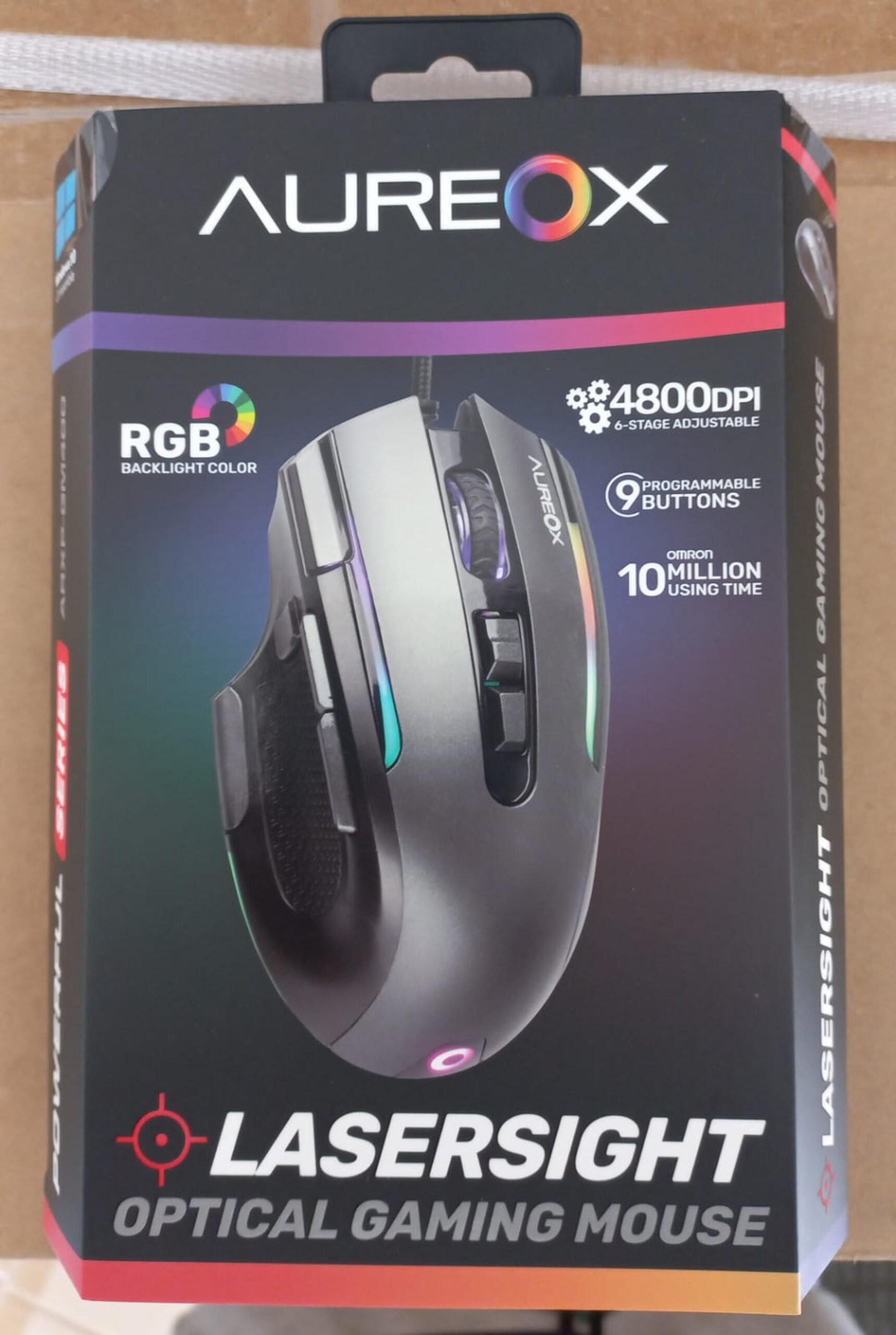 mouse gamer premium aureox m400 laseright 4800 dpi 9 botones