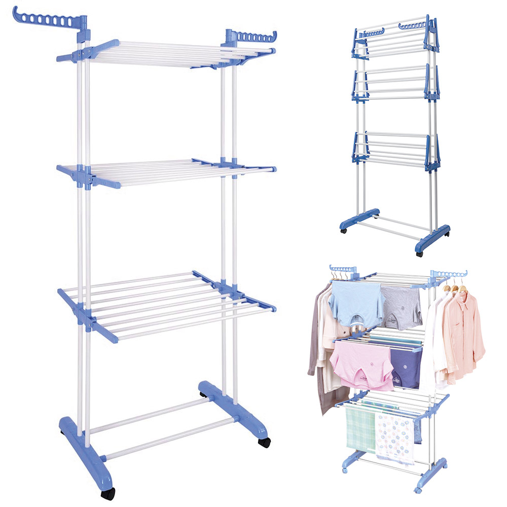 tender vertical 3 niveles con ruedas para 40 kg de ropa - Imagen 2