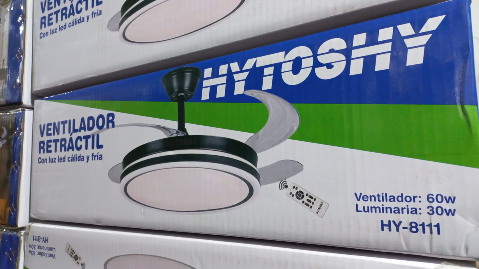 ventilador hytoshy retractil con luz 30w calida y fria modelo 8111 - Imagen 2