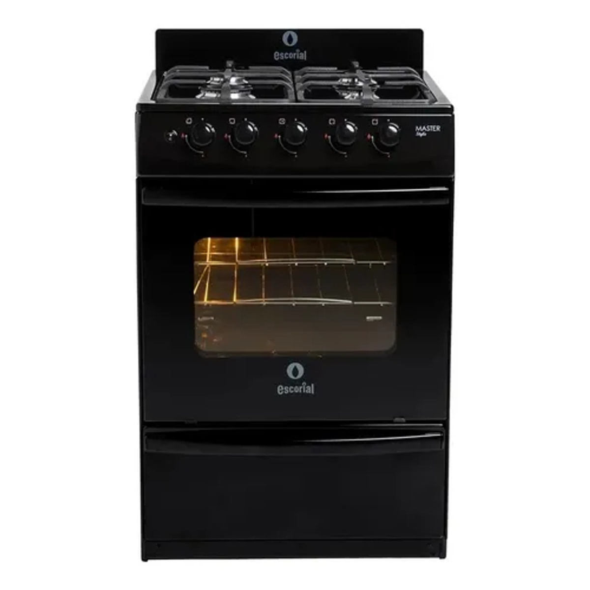COCINA ESCORIAL CANDOR S2 BLACK GAS EMBASADO (GL) GARRAFA 51CM 4 HORNALLAS - Imagen 3