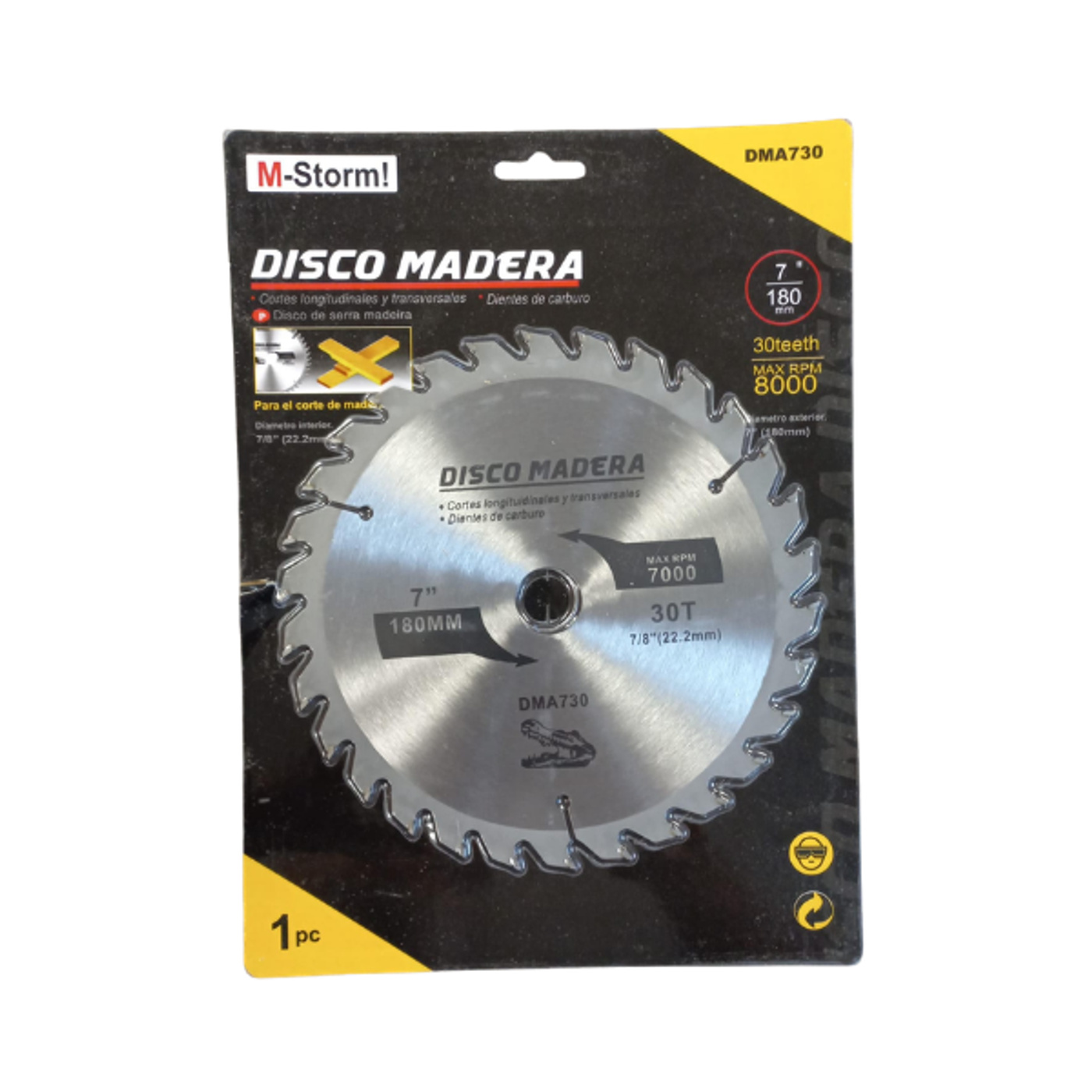 DISCO DE CORTE PARA MADERA 7 PULGADAS 180MM AV25061-25062