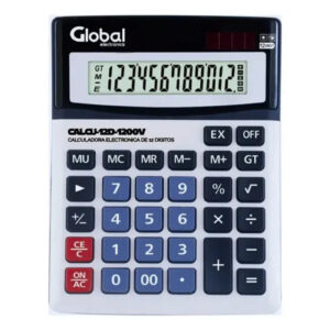 calculadora global metalica 12 digitos grande