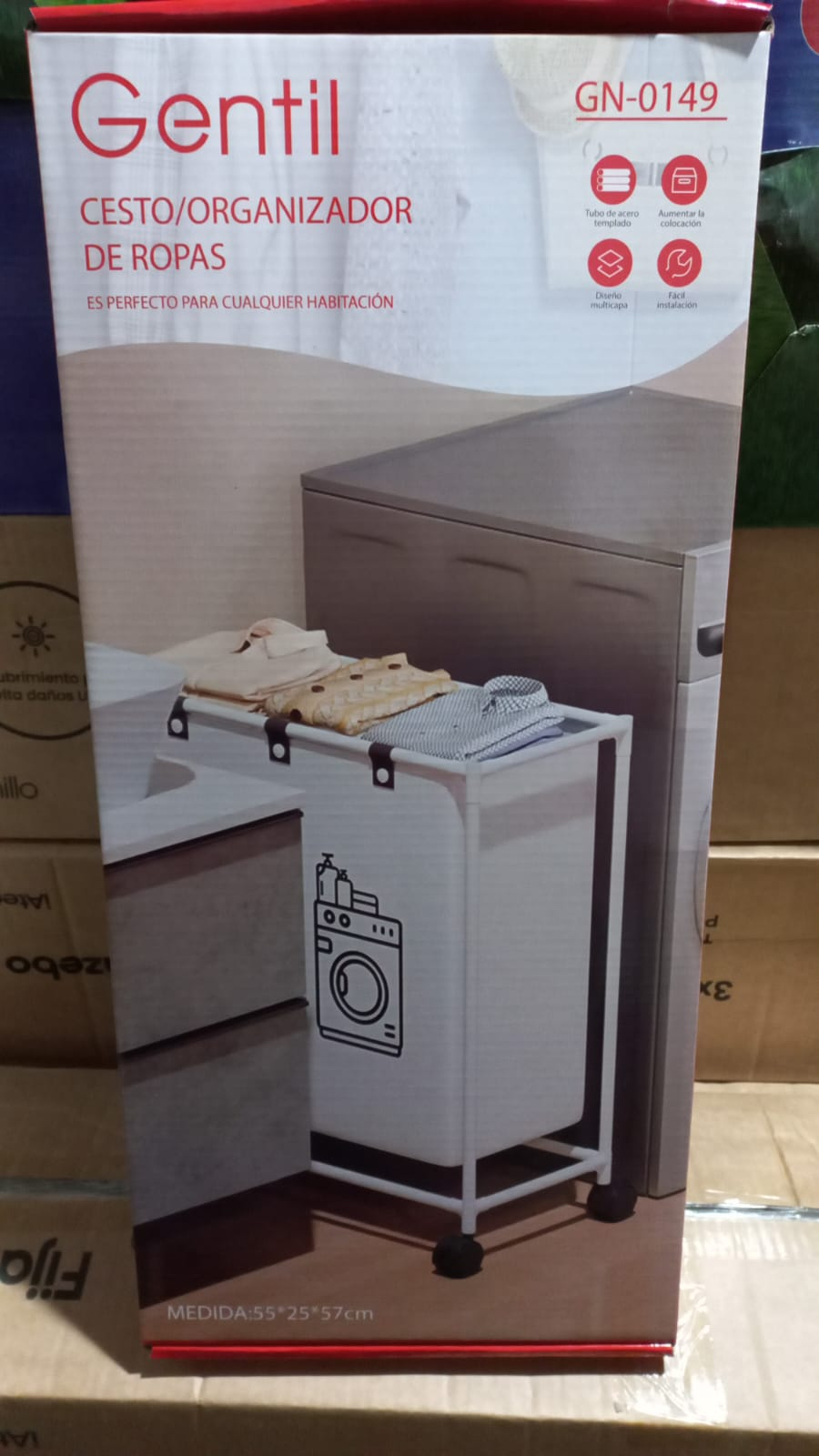 CANASTO CESTO ORGANIZADOR ROPA SUCIA COUN RUEDITAS GN-0149