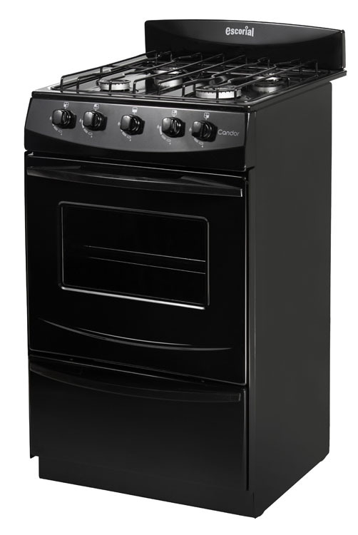 COCINA ESCORIAL CANDOR S2 BLACK GAS EMBASADO (GL) GARRAFA 51CM 4 HORNALLAS