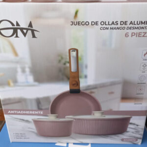 JUEGO DE OLLAS DE ALUMINIO CON MANGO DESMONTABLE 6 PIEZAS