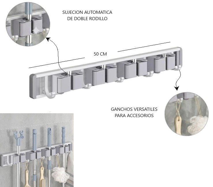 ORGANIZADOR CON GANCHOS VERSATILES PARA ACCESORIOS DE COCINA – BAÑO