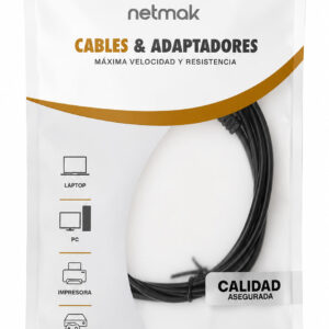.CABLE PLUG A MINI PLUG 3,5MM MACHO MACHO AUXILIAR 1,5M NETMAK NM-C26