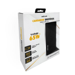 CARGADOR NOTEBOOK 65W TIPO C NETMAK NM-1265 PREMIUM