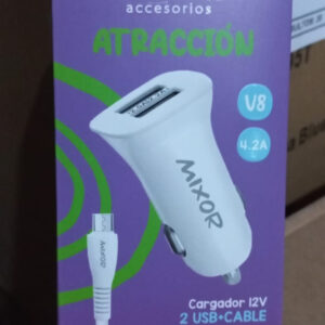 cargador v8 micro usb auto 12v mixor atraccion 4,2a