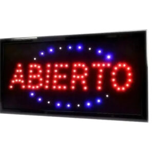 cartel led “abierto” 48x25cm