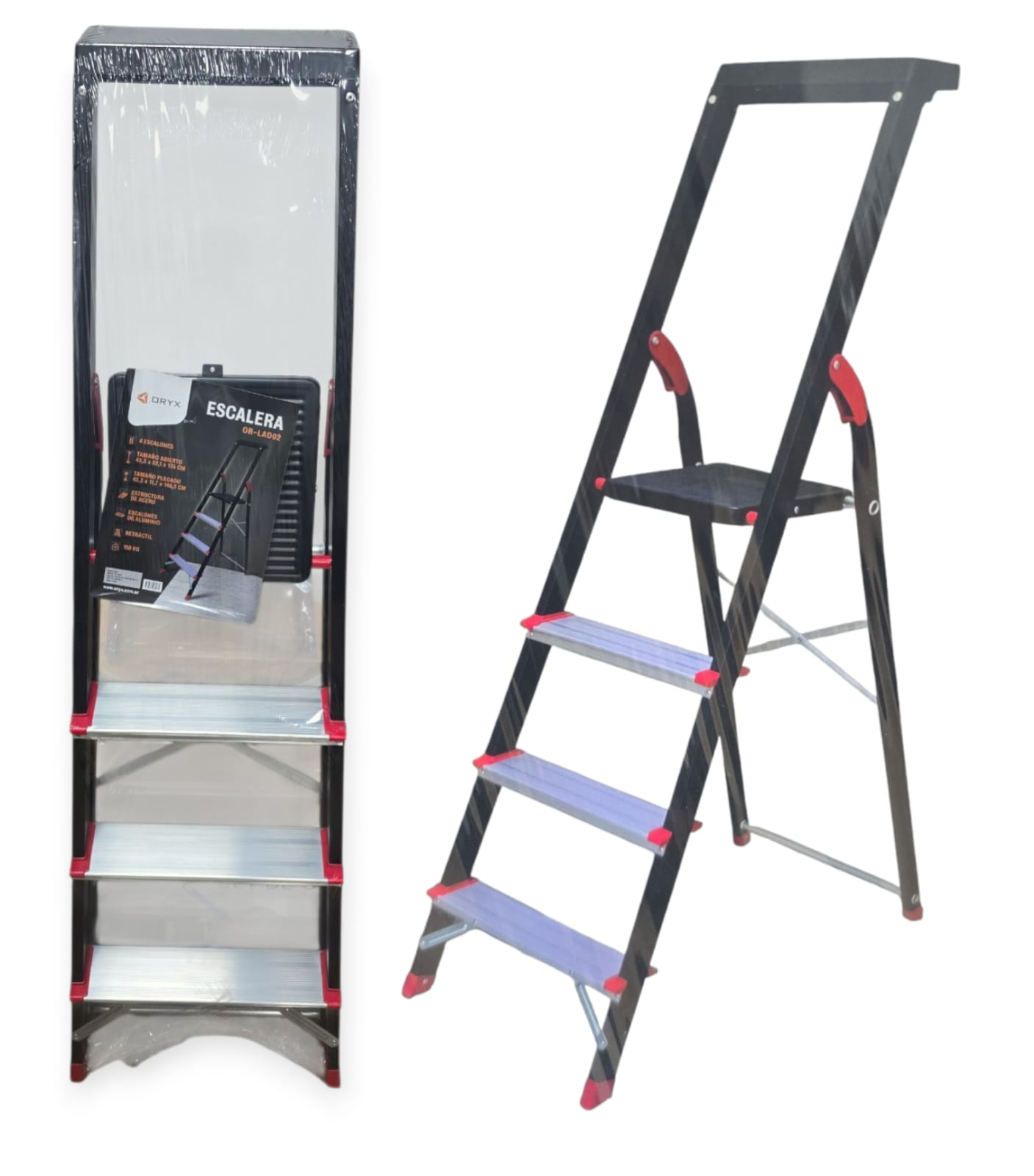 escalera plegable 4 peldaños oryx lad-02