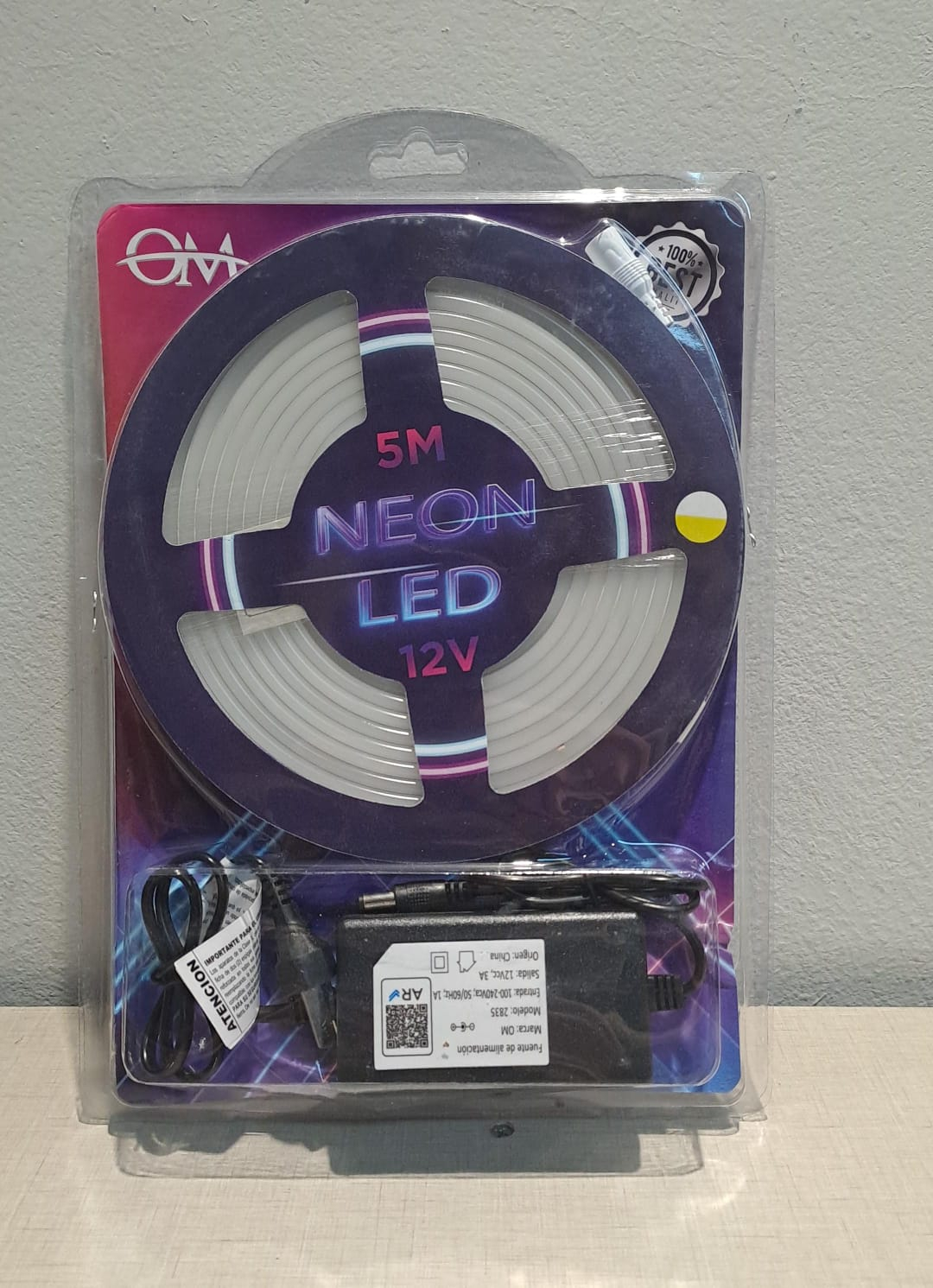 kit tira de led tipo neon 5 m blanco calido