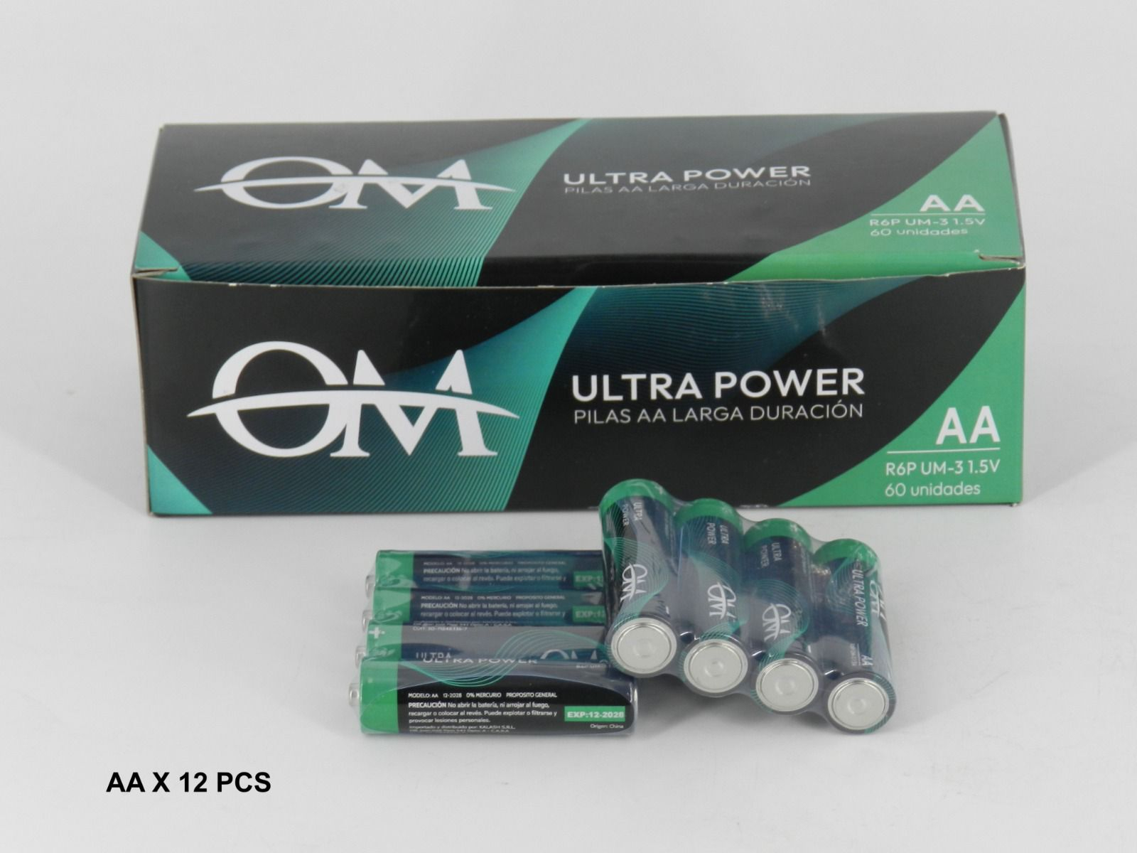 pilas om aa carbon cajita por 60 unidades