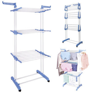 tender vertical 3 niveles con ruedas para 40 kg de ropa