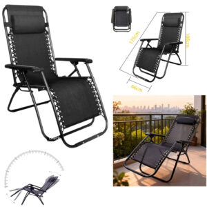 REPOSERA PLEGABLE ORYX 175 CM NEGRA/GRIS